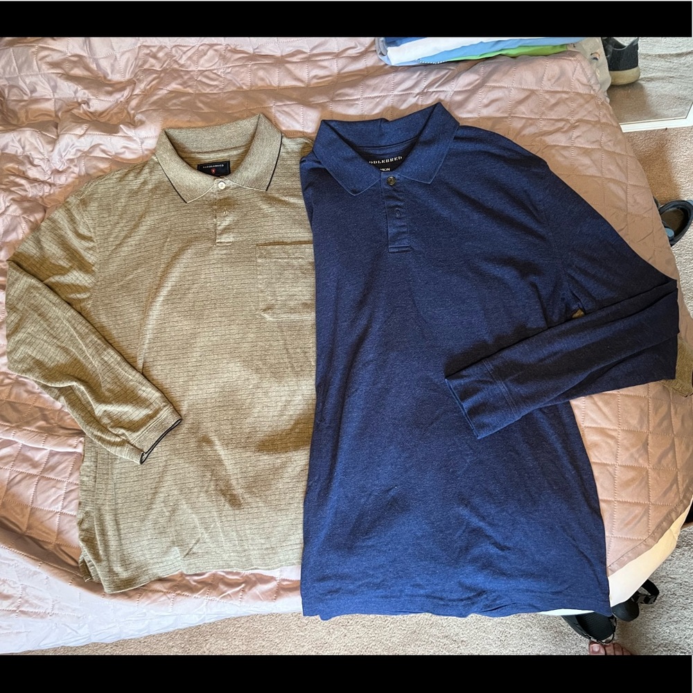 Two vintage Saddlebred long sleeve polo shirts